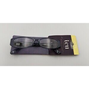 ICU Eyewear Reading Glasses +1.75 Magnification Striped Frame w/ Striped Case